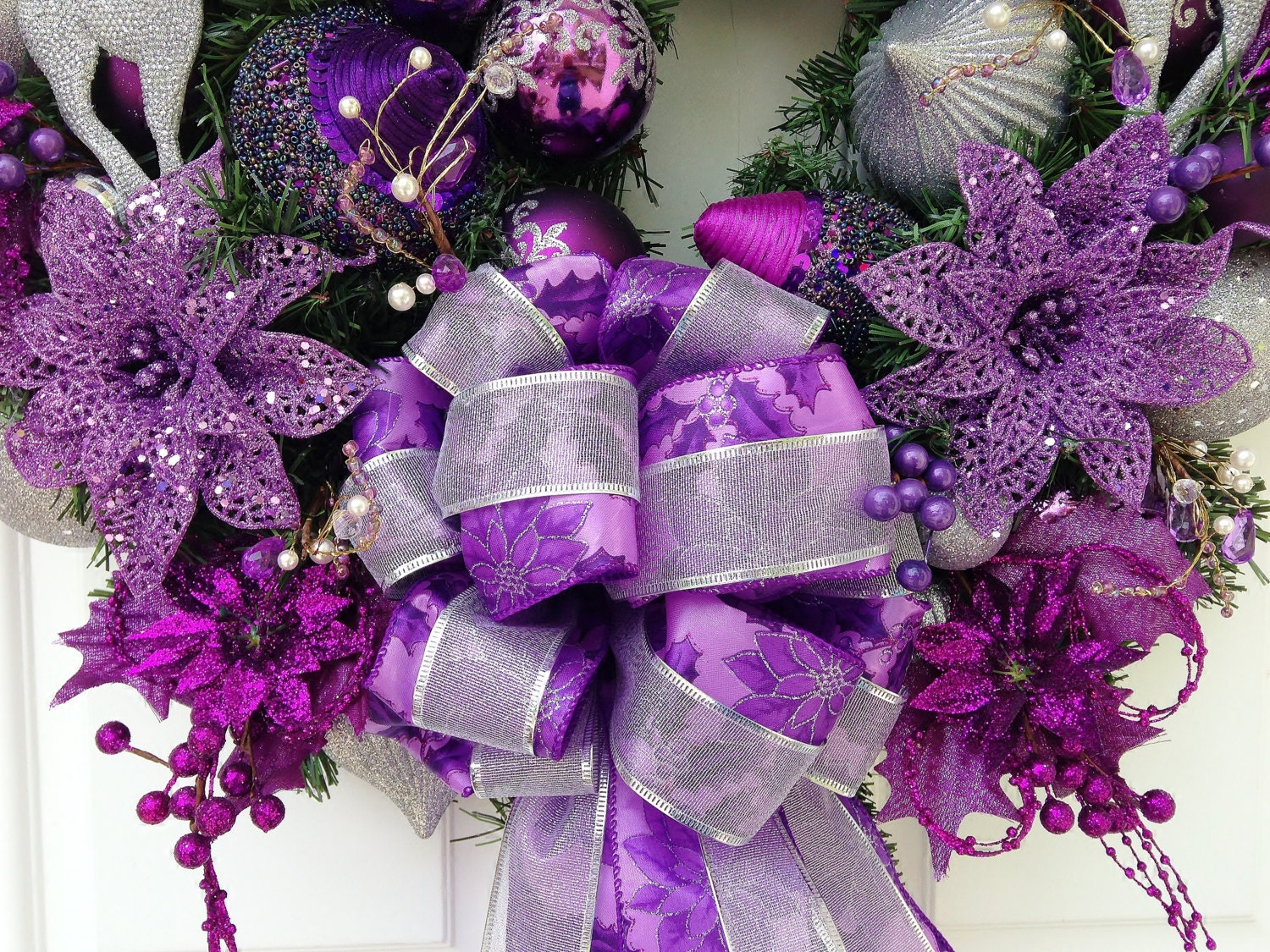 Purple And Silver Christmas Decorations 