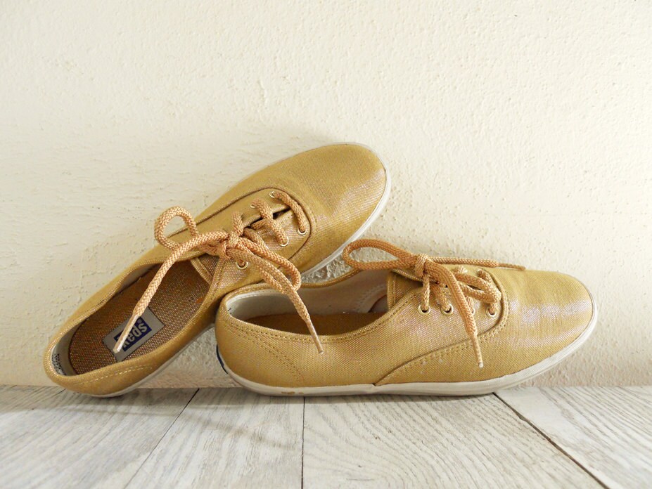 Vintage Gold Metallic Keds Tennis Shoes size 7.5