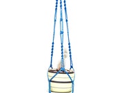 Hanging Planter Blue Macrame  Plant  Hanger 32 inches 3mm