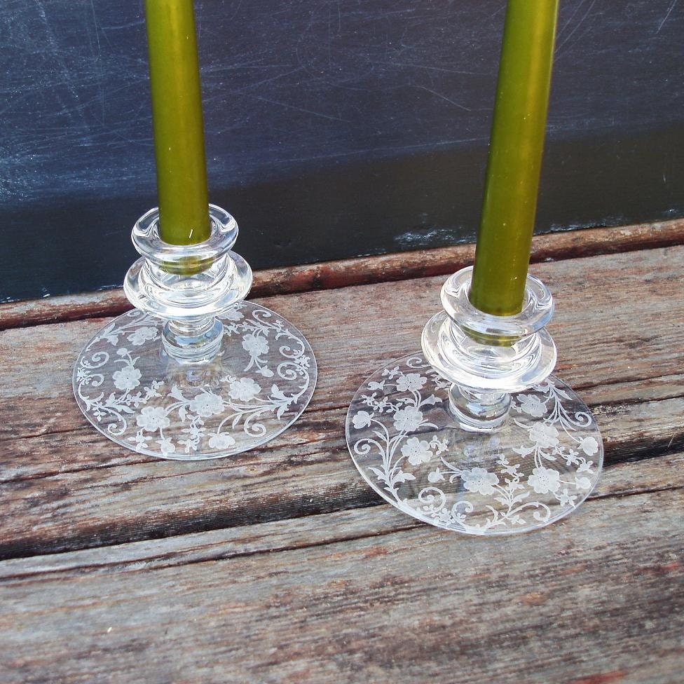 Vintage Crystal Candlesticks Fostoria Crystal Glass