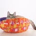 Cat Canoe a Modern Kitty Bed in Mod Orange Squares and Purple