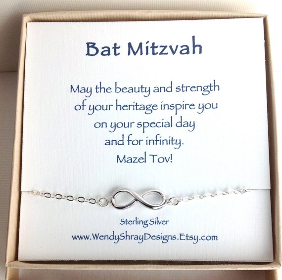 Bat Bat Mitzvah gift Infinity charm bracelet sideways 925