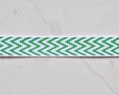 Emerald green chevron stripes on white 3/8" grosgrain ribbon- christmas st patricks day Il_170x135