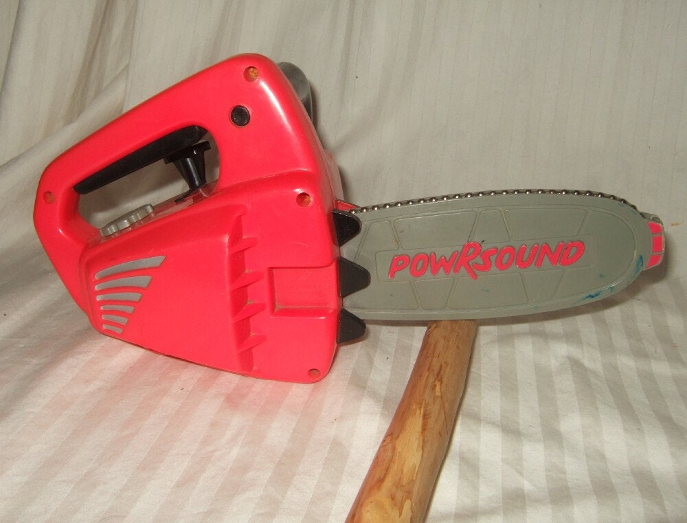 Vintage toy chainsaw PowRsound chain saw by Lanard Toys Ltd.