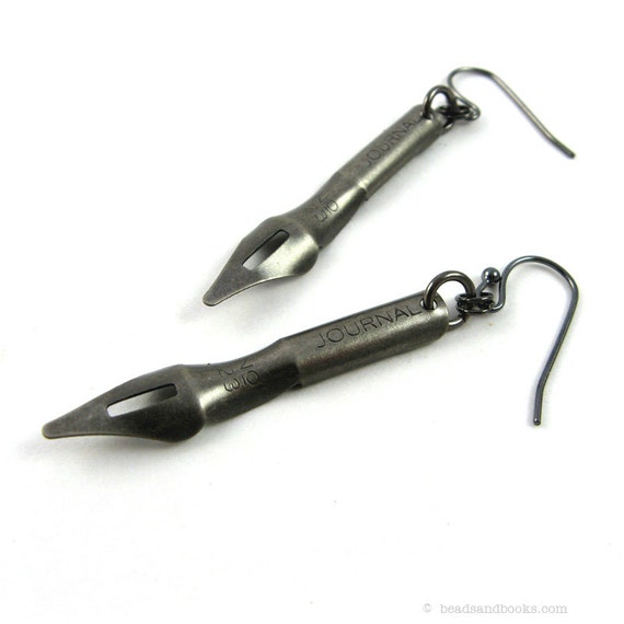 Pen Nib Earrings Fountain Pen Jewelry for Writers by michellemach
