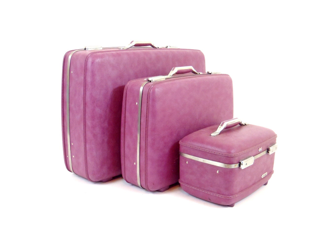 Suitcase Set Vintage Luggage Set Purple by ColumbiaArtsBuilding