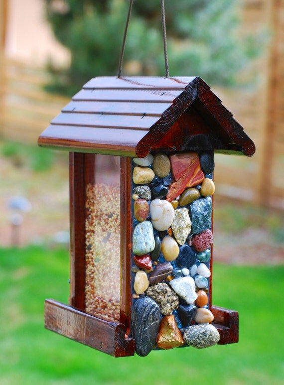 Mosaic Stone Bird Feeder with Seed