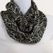 Cream on Black Leaves Long neckStyles brand Infinity Scarf
