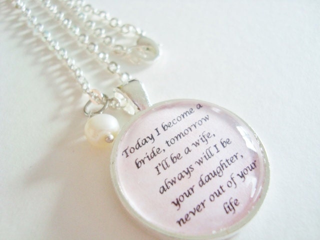 Mother of the bride pendant quote by SweetlySpokenJewelry 