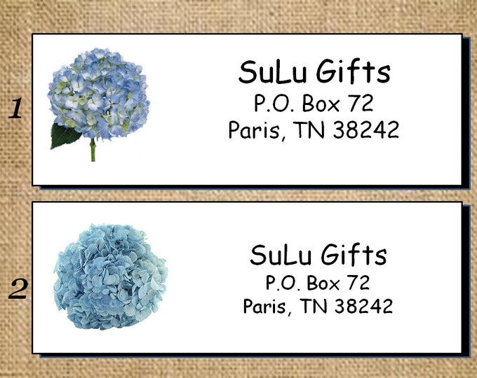 SALE Blue Hydrangea Personalized Address Labels