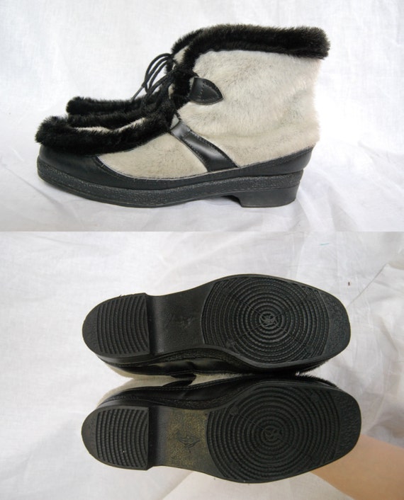 Vintage Boots 7 / Fur Mukluks / 1970s Ankle Boots Eskimo Inuit