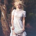 Vintage 1970s Dress - 70s Victorian Style White Cotton Full Length Gunne Sax Style Prairie Crochet High Neck Small / X Small