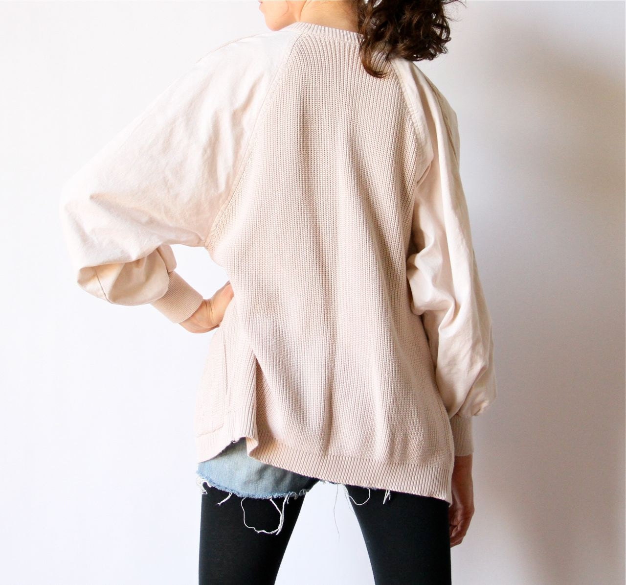 80s Cable Knit Cardigan Jacket Slouchy Boyfriend Sweater