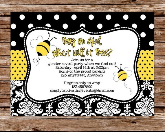 DIY Printable Bumble Bee Gender Reveal Party, Mother to Bee Baby ...