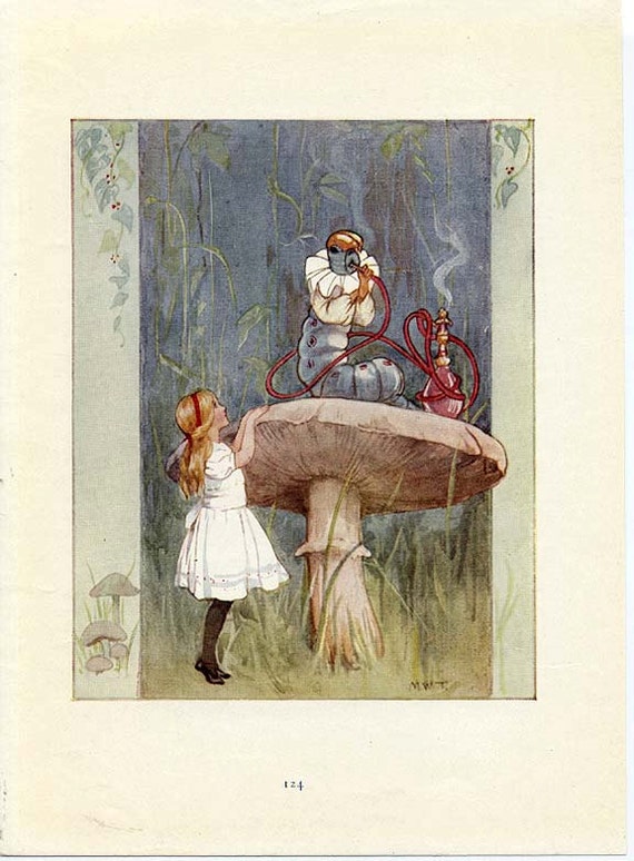 ALICE IN WONDERLAND 1922 Book Page with Printed Illustration