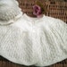 Baby's traditional cream / ivory Diamond lace hand knitted matinee jacket and hat pram set.