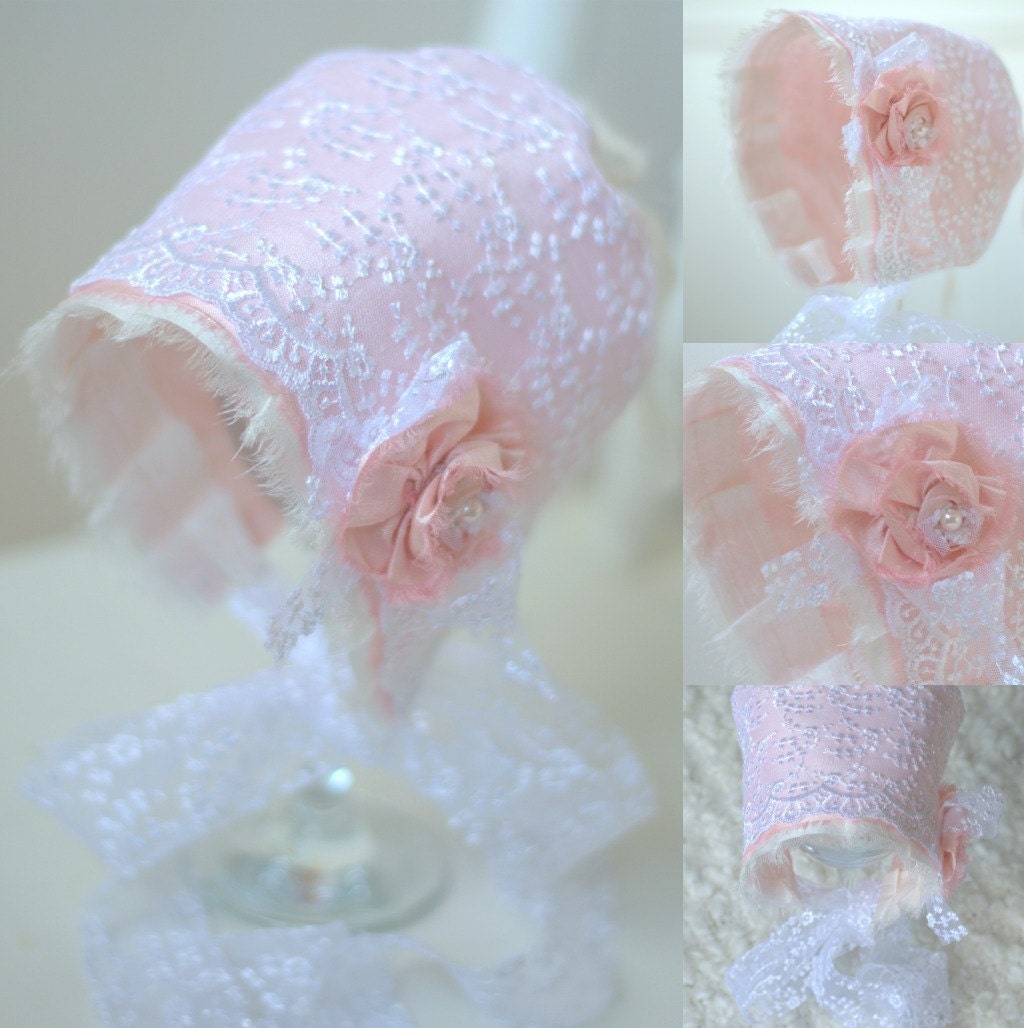 Newborn Silk and Lace Baby Vintage Style Pink Silk