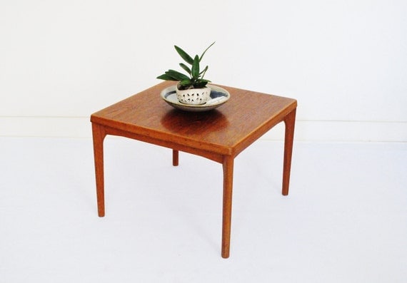 Mid-Century Teak End Table Large Square End by thewhitepepper