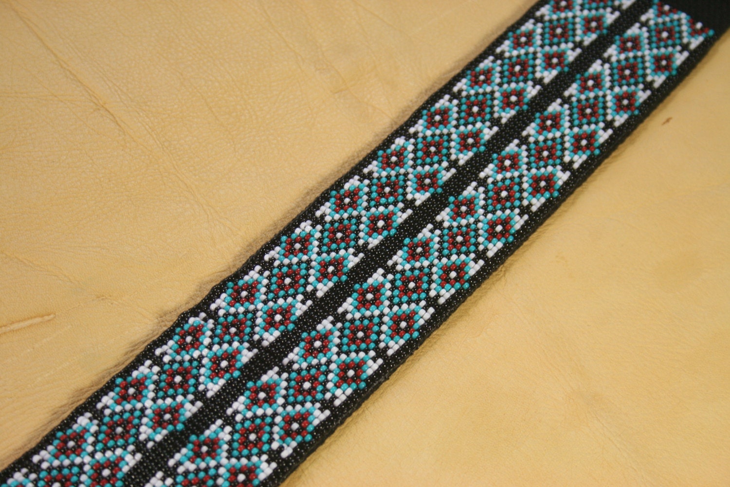 MOUNTAIN TRAIL Hand Beaded Guitar Strap Native American style