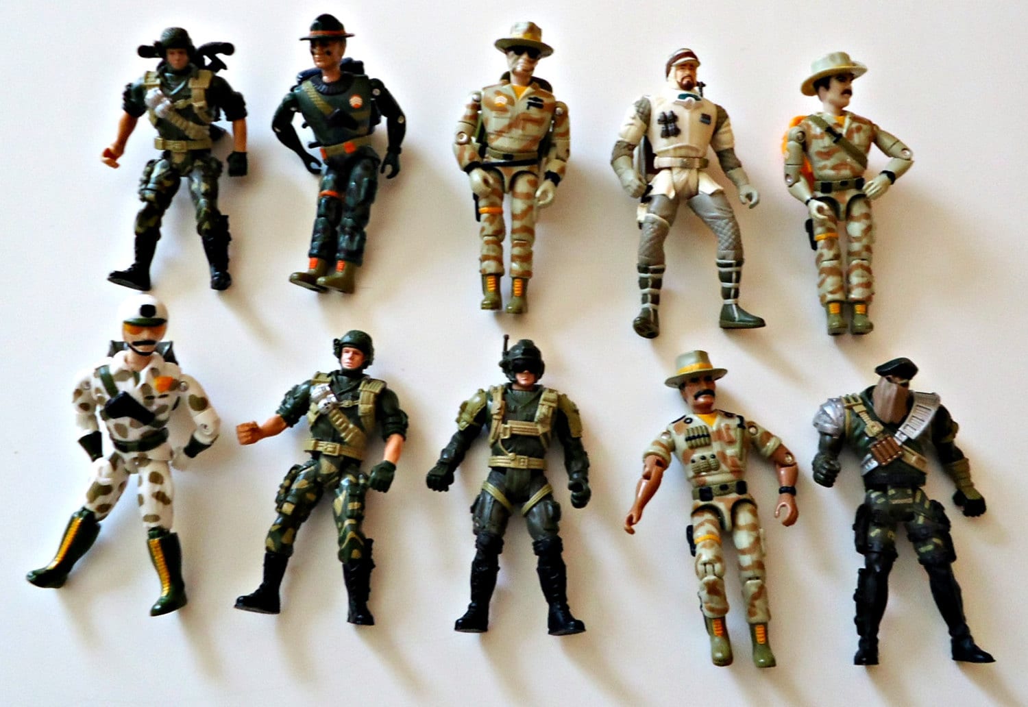 10 GI Joe Action Figures Vintage Military 1980's Lot B