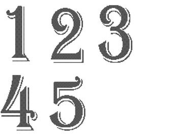 Modern Cross Stitch Wedding Table Number Pattern Numbers 1-20