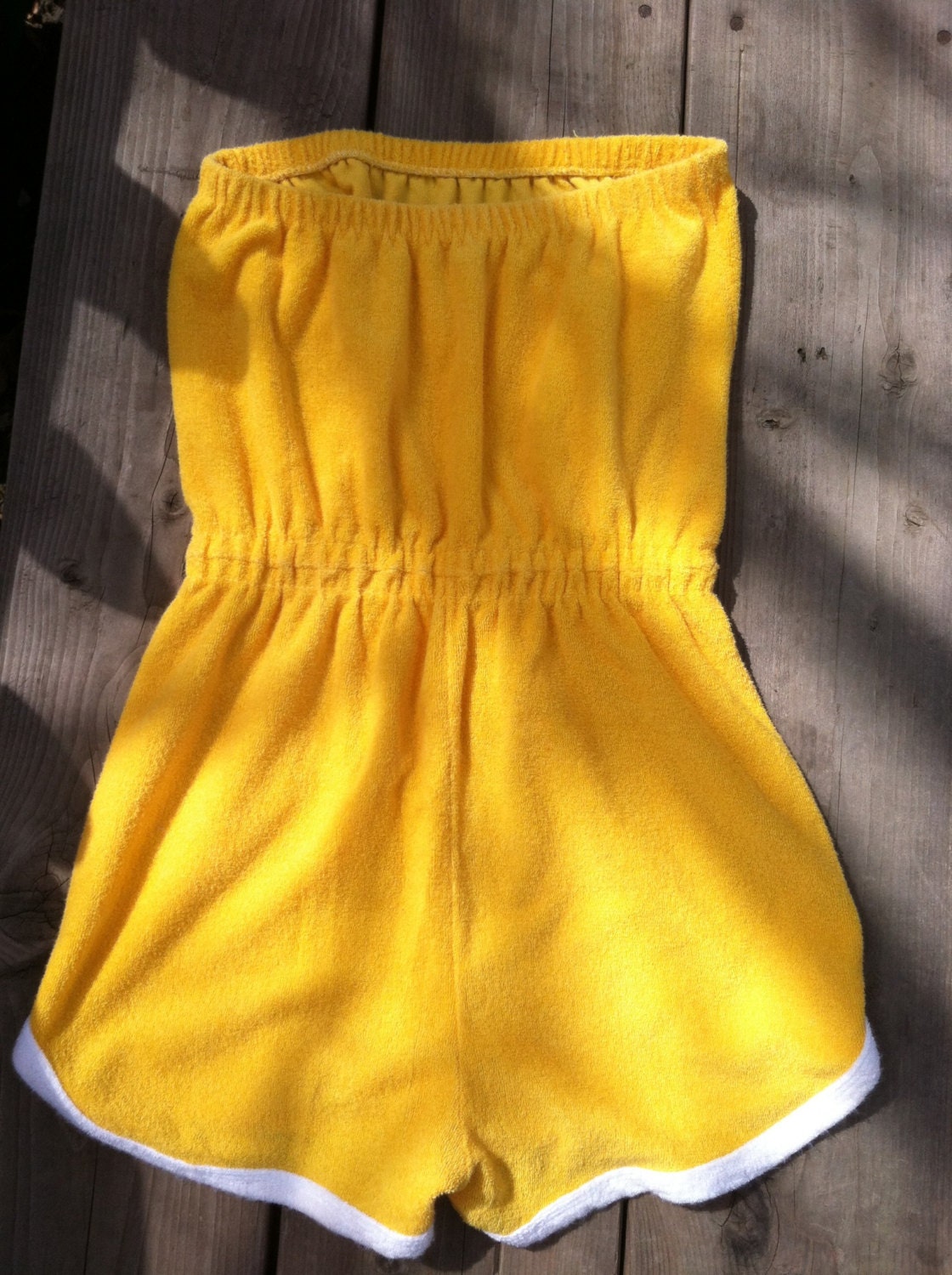 VTG Cheery Yellow Terry Cloth Jumper Romper by MaxiGirlShop