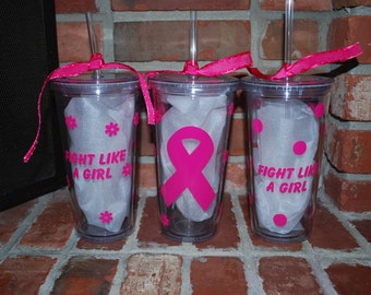 20 oz. Breast Cancer Awareness Tumbler with Straw Insulated, double wall