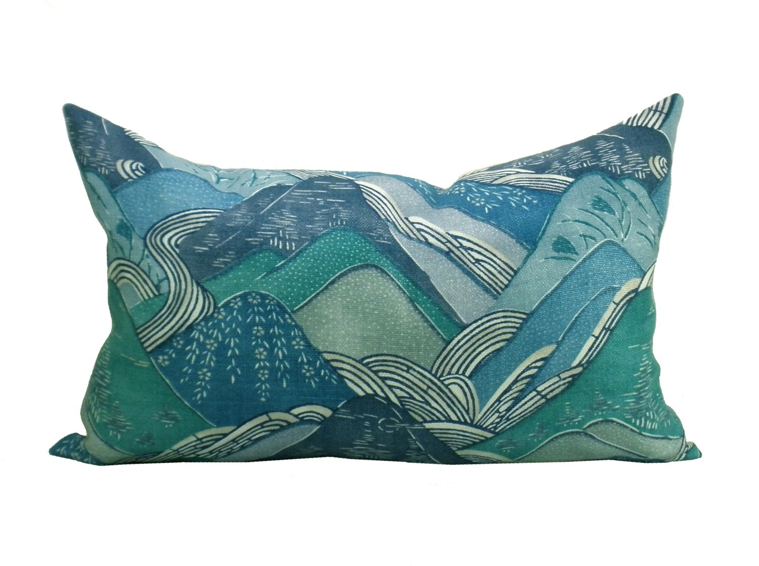 Edo Linen lumbar pillow cover in Teal