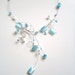 Light blue and white Cats Eye Necklace, Illusion Necklace, Delicate necklace