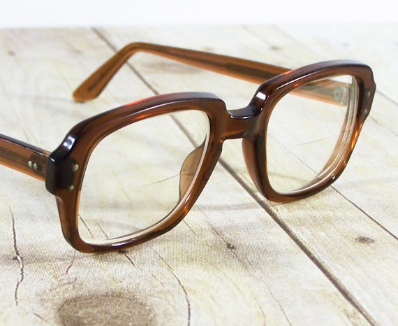 Vintage Brown Horn Rimmed Glasses Us Military Issue