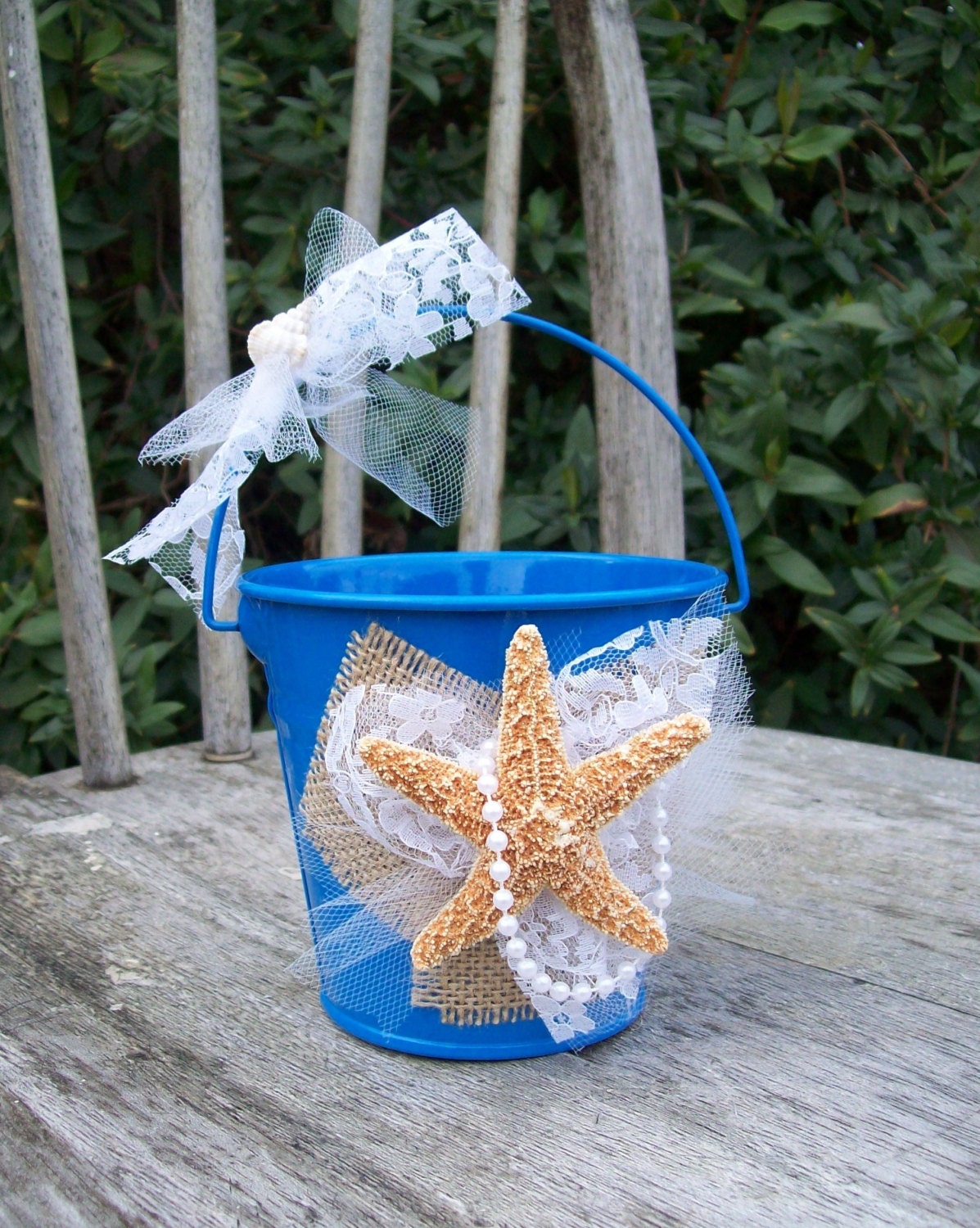 Beach Flower Girl Basket for your Destination Wedding Blue