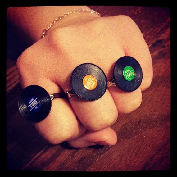 Mini Record Ring by jennascifres on Etsy