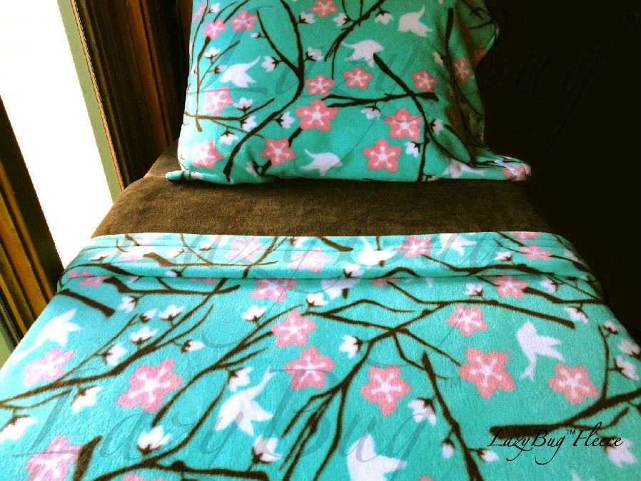 Girls Bedding Set 'Cherry Blossoms and Birds' Girls