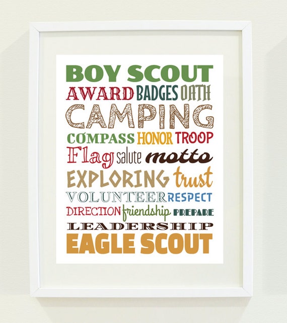 Items similar to Boy Scout Eagle Scout Typography Poster Print, For ...