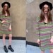 Striped See Through Sheer Grunge Green Purple Sweater Dress