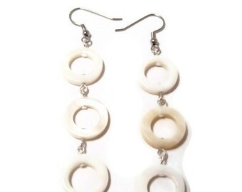 CLEARANCE..White Shell Circle Earrings
