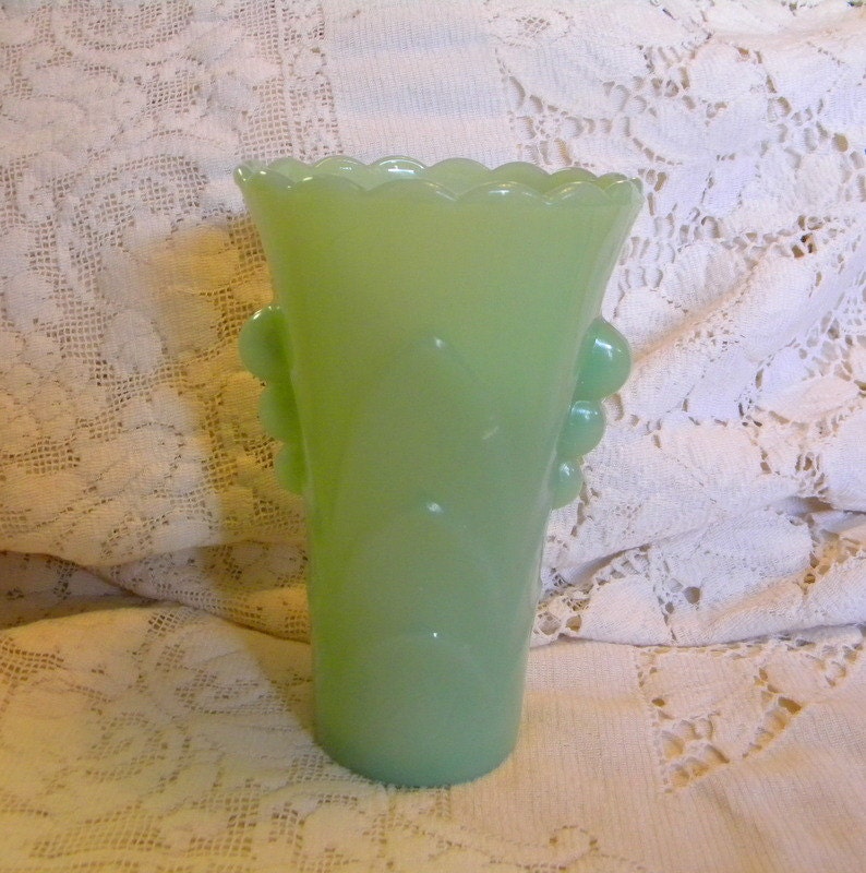 Fire King Jadeite flower vase