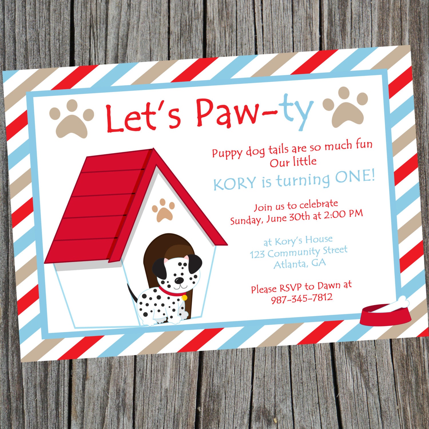 Puppy Dog Birthday Party Invitation Printable Puppy Themed