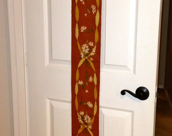 Huge BANNER Needlepoint floral design of daisies and ribbons
