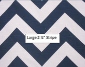 Pair of TWO 25" Wide Navy and White Zig Zag Chevron Curtains Drapery Panels Large Stripe