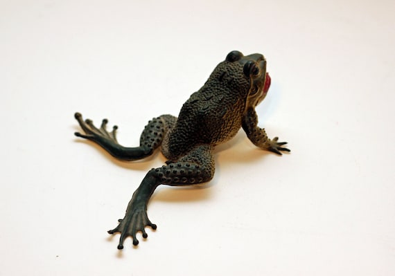 RESERVED for MarshaOld Realistic Frog Rubber Toy