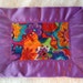 Laurel Burch, Baby Lovey Blanket, Cotton Flannel, Minky Embossed Chenile, Purple Satin Binding, Security Blanket
