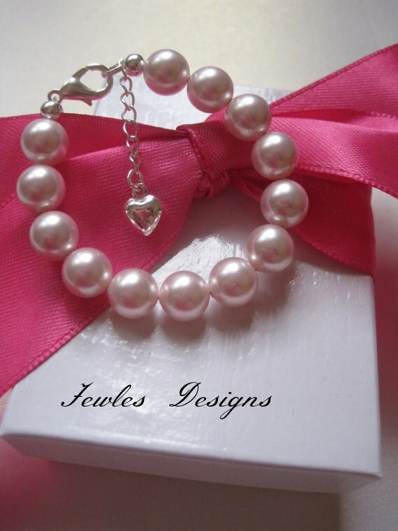 Infant Jewelry SWAROVSKI Pink Pearl Baby bracelet Baptism