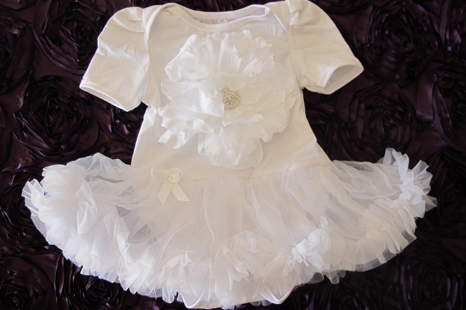 White baby girl Onesie tutu skirt Baby by TheBabyBellaBoutique