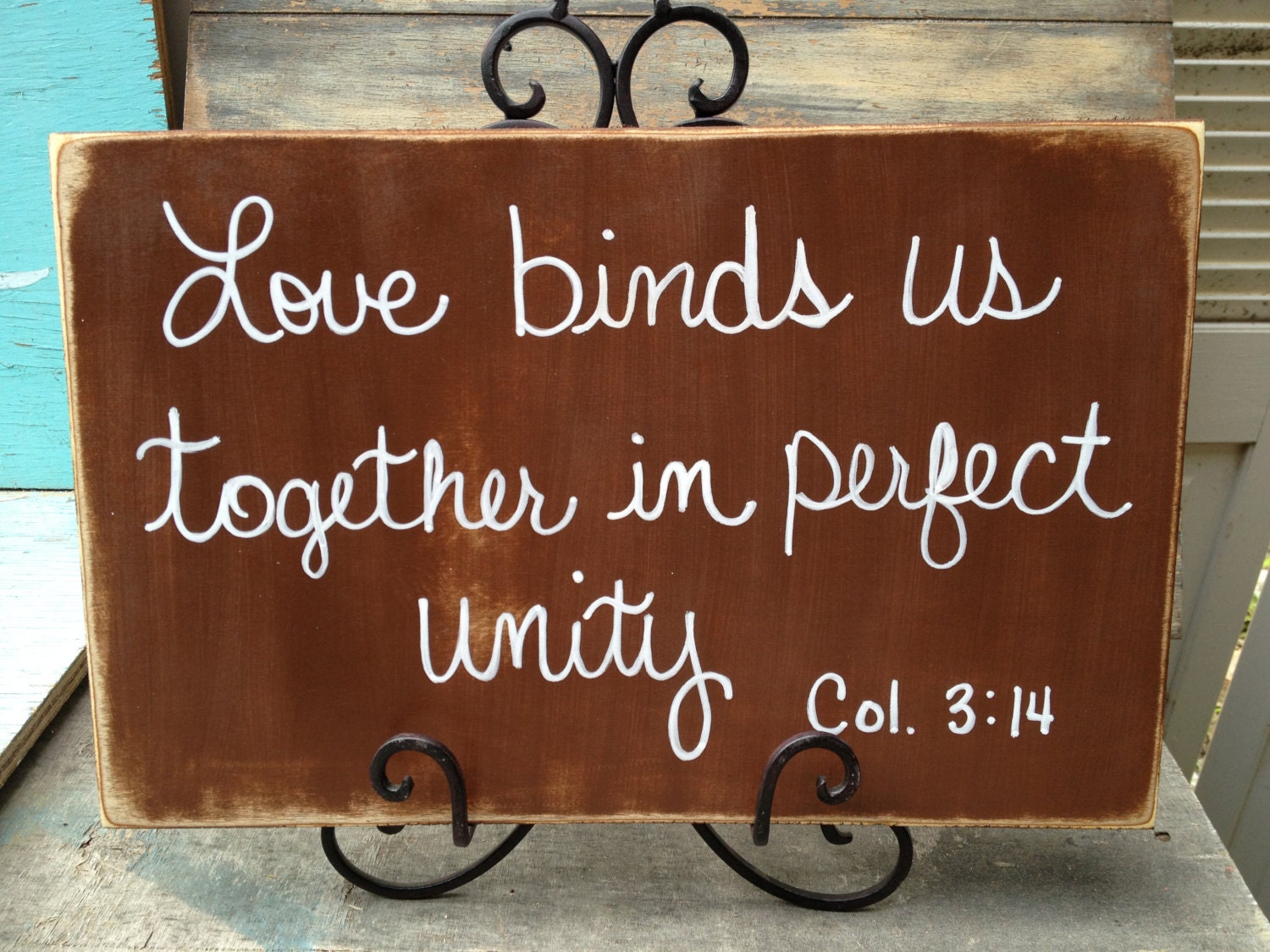 Rustic Brown and White Love Binds Us Together by ShopFannieJanes