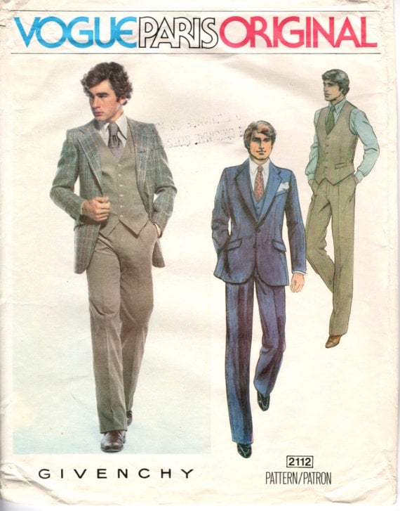 1970s Men's Jacket Pattern and Vest Vogue 8358 UNCUT FF Chest 42 Men's -  Ruby Lane