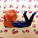 Vintage Mod Kitschy Groovy Neato little Red Headed Teenager Talking on a Red Telephone