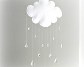 READY NOW: Rain Cloud mobile - baby mobile - crystal mobile - sun catcher - clear crystal rain drops - Nursery Decor