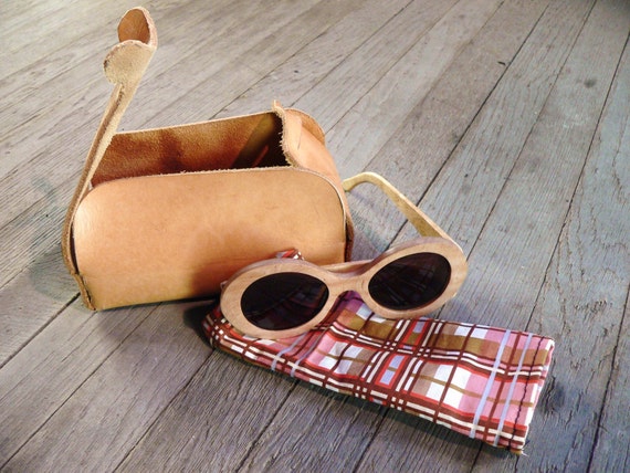 Wood Eye Glasses Eye Wear Sunglasses RX With Leather case