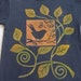 RESERVED for Harri from eastcityflower, great looking bird, leaf, and branch motif, man's medium, very stylish, procion dyes